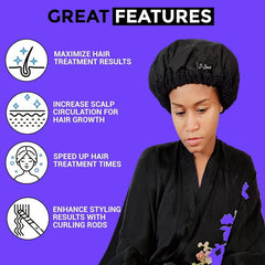 Heat Cap For Deep Conditioning - Microwave Heated Hair Cap With Flaxseed Cordless Hair Steamer With 17 Accessories