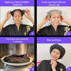 Heat Cap For Deep Conditioning - Microwave Heated Hair Cap With Flaxseed Cordless Hair Steamer With 17 Accessories