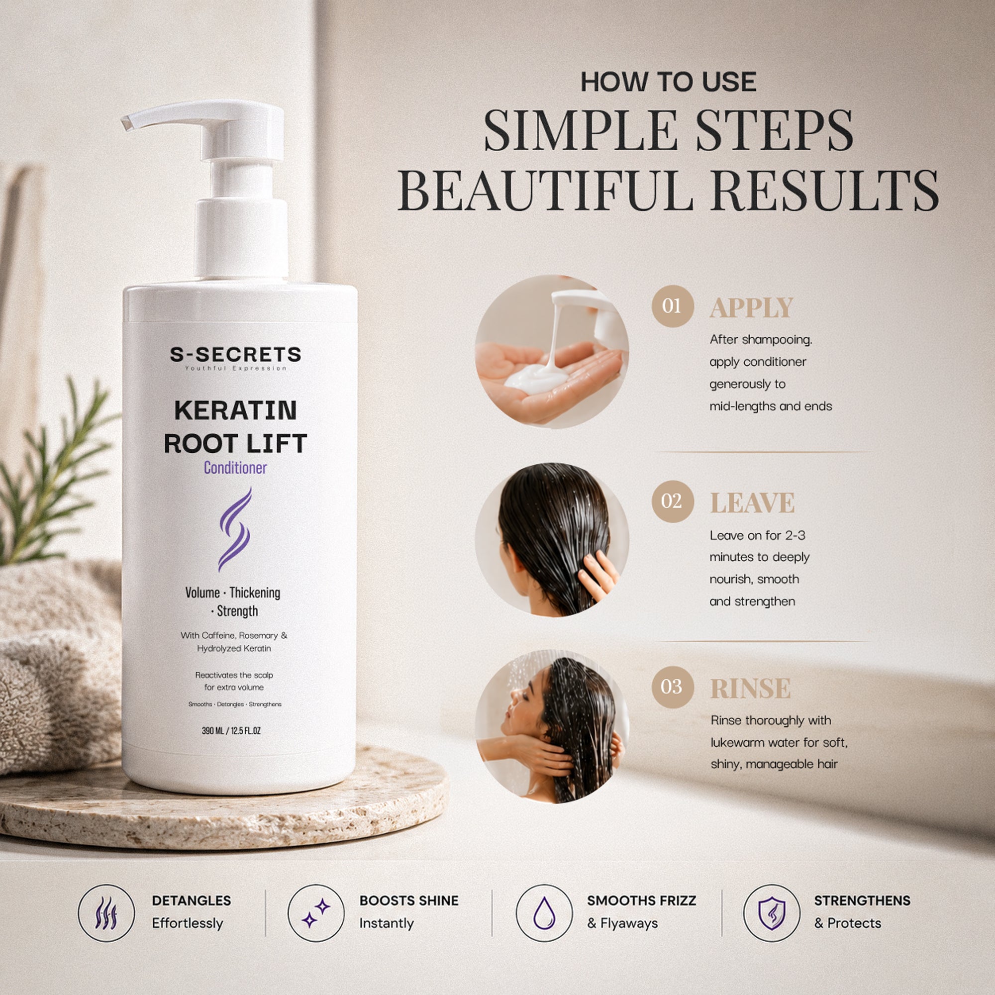 S-Secrets Keratin Root Lift Conditioner | Premium Non-Toxic, Volume, Thickness and Deep Nourishment | All Hair Types