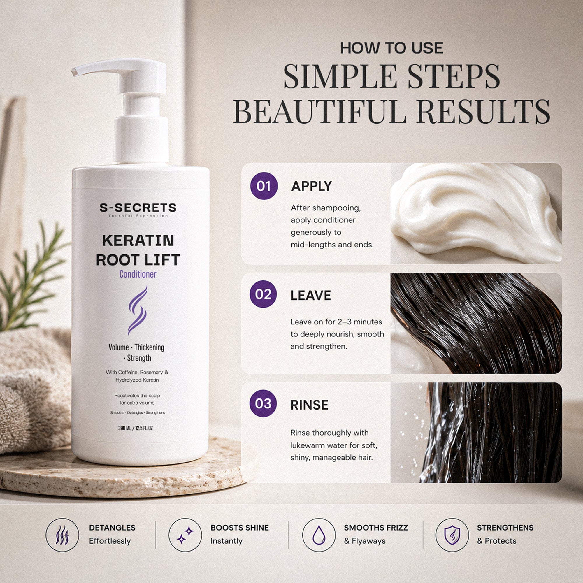 S-Secrets Keratin Root Lift Conditioner | Premium Non-Toxic, Volume, Thickness and Deep Nourishment | All Hair Types