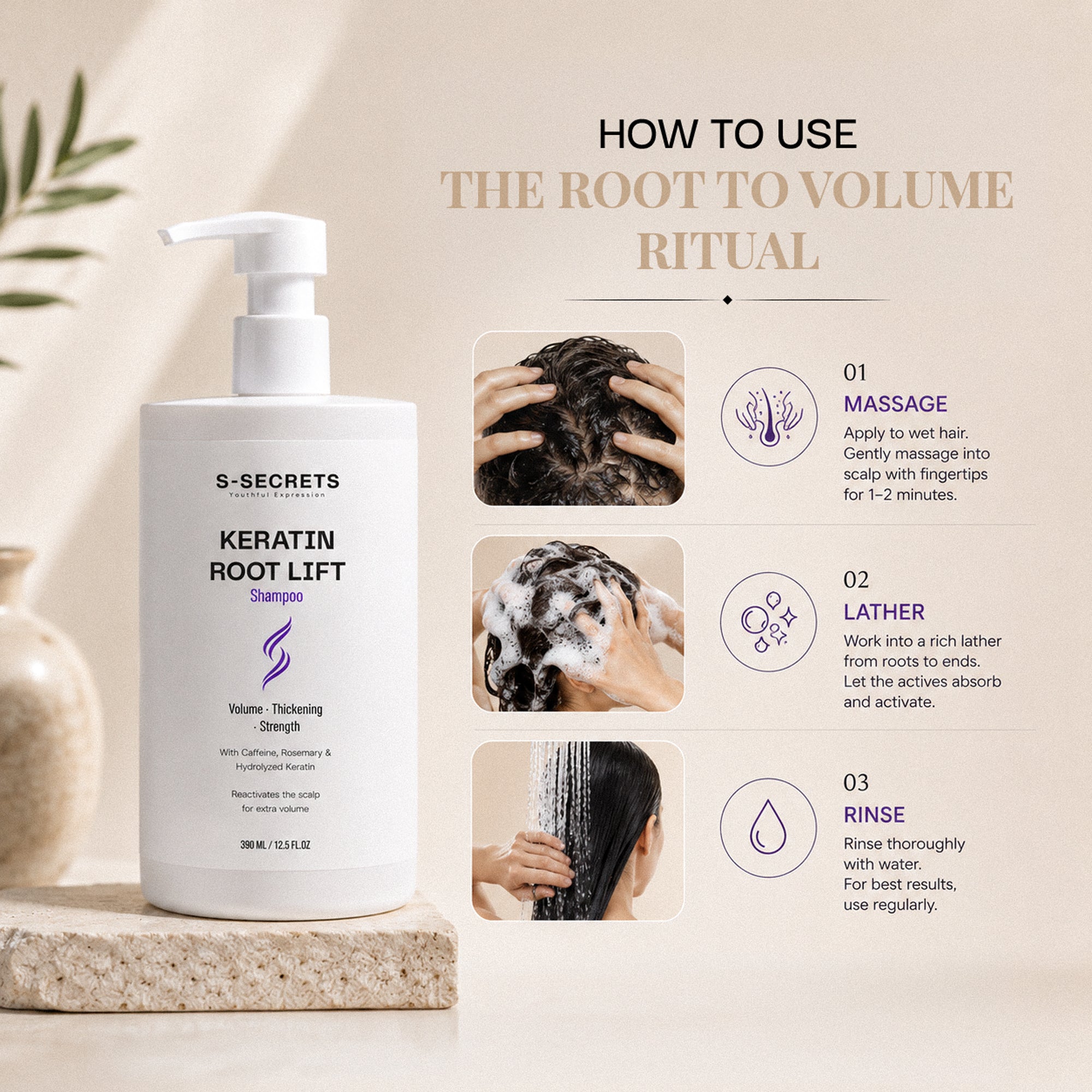 S-Secrets Keratin Root Lift Shampoo | Premium Non-Toxic, Volume, Thickness and Strength | All Hair Types