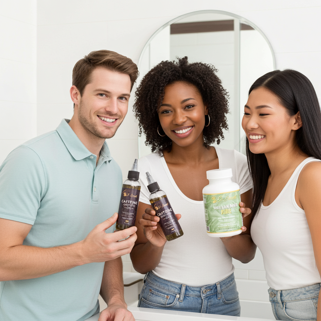 Caffeine Hair Growth Oil and Biotin 5000mcg bundle for thicker, stronger hair and scalp support