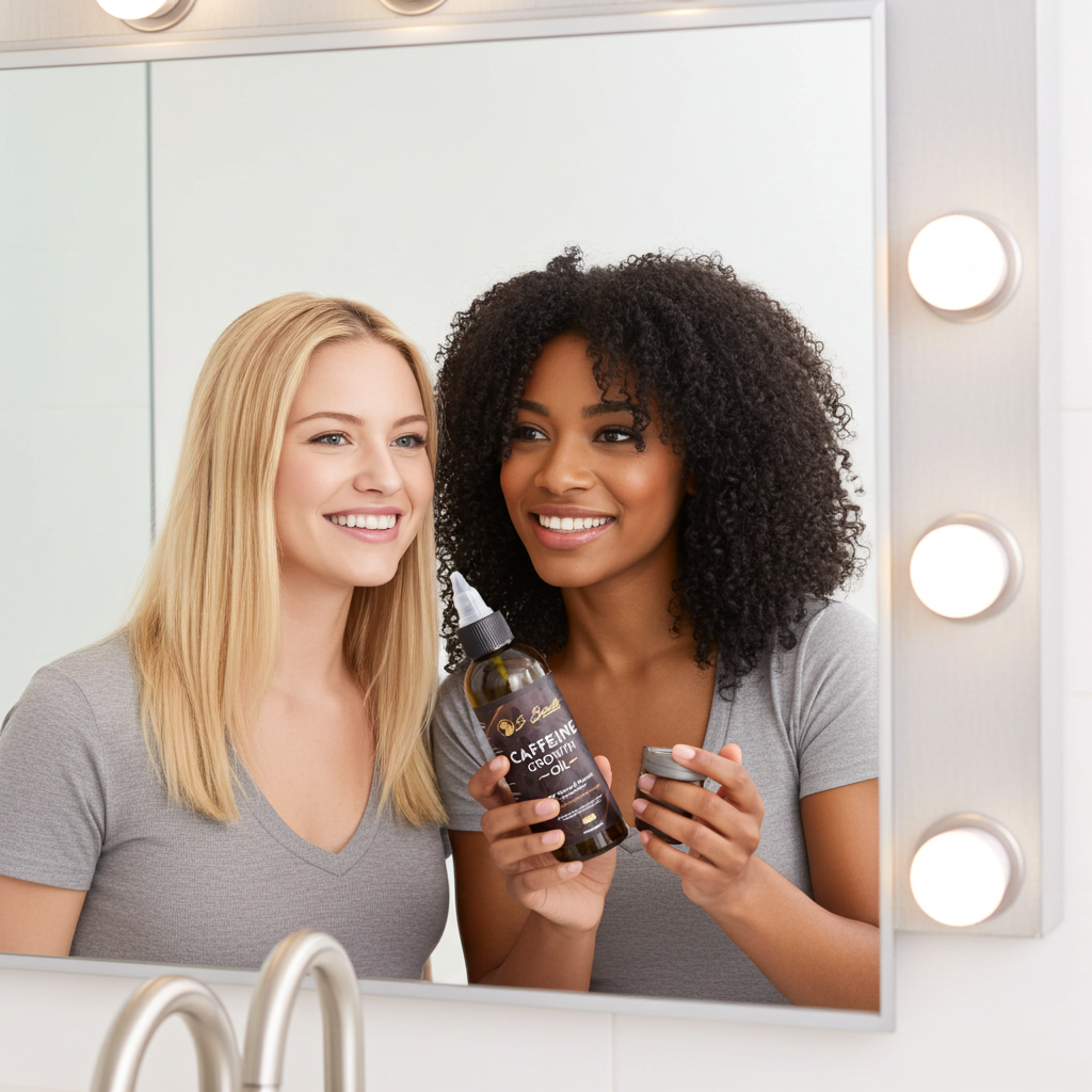 Caffeine Scalp Stimulator Hair Growth Oil 4oz, Herbs, Biotin, Essential oils For All Hair Types