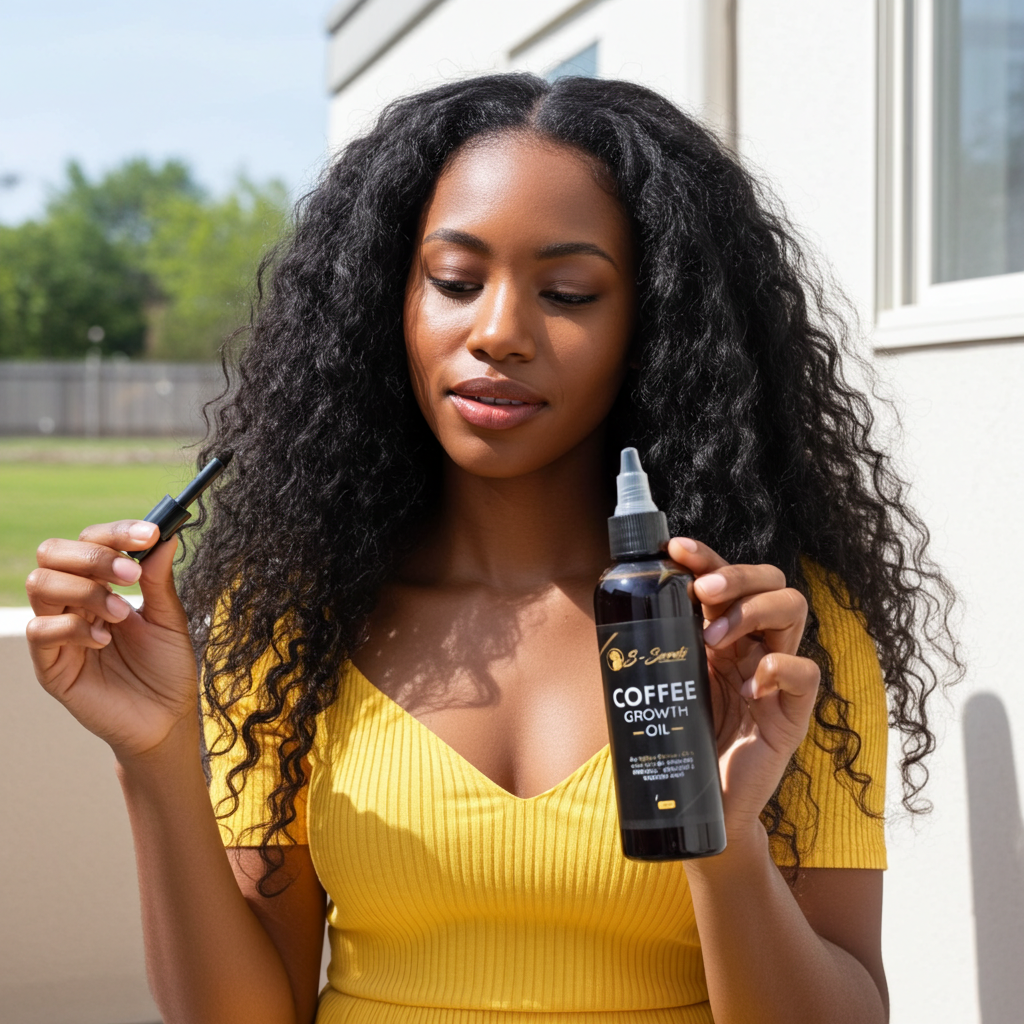 Coffee Scalp Stimulator Hair Growth Oil 4oz, Herbs, Biotin, Essential oils, Potent Formula for All Hair Types