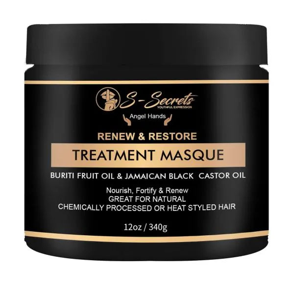Buriti Fruit Oil and Jamaican Black Castor Oil Hair Masque, Essentials oils & Aloe Leave Juice Deep Treatment, Miracle Repair For Dry, Damaged, Frizzy Hair, 12 oz