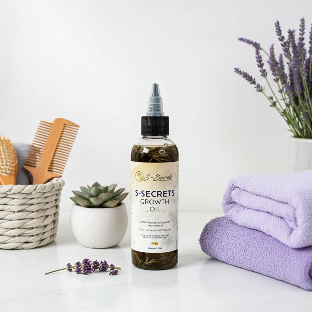 S-Secrets Scalp Stimulator Hair Growth Oil 2oz, Herbs, Biotin, essential oils For All Hair Types