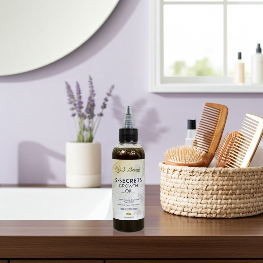 S-Secrets Scalp Stimulator Hair Growth Oil 2oz, Herbs, Biotin, essential oils For All Hair Types