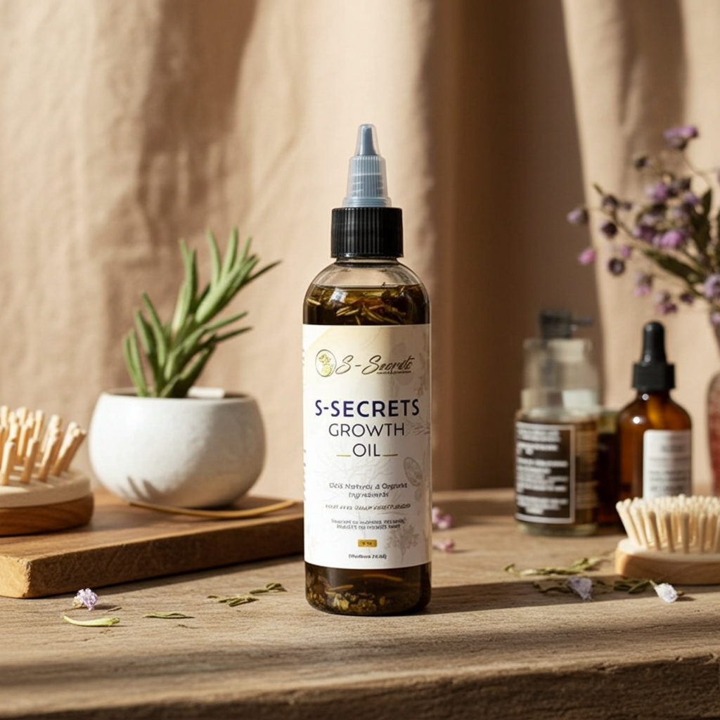 S-Secrets Scalp Stimulator Hair Growth Oil 2oz, Herbs, Biotin, essential oils For All Hair Types