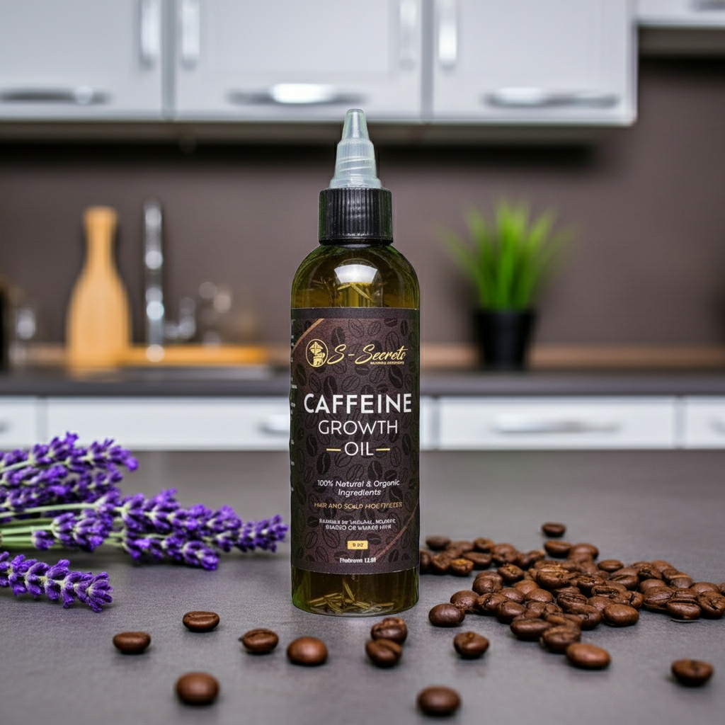 Caffeine Scalp Stimulator Hair Growth Oil 4oz, Herbs, Biotin, Essential oils For All Hair Types