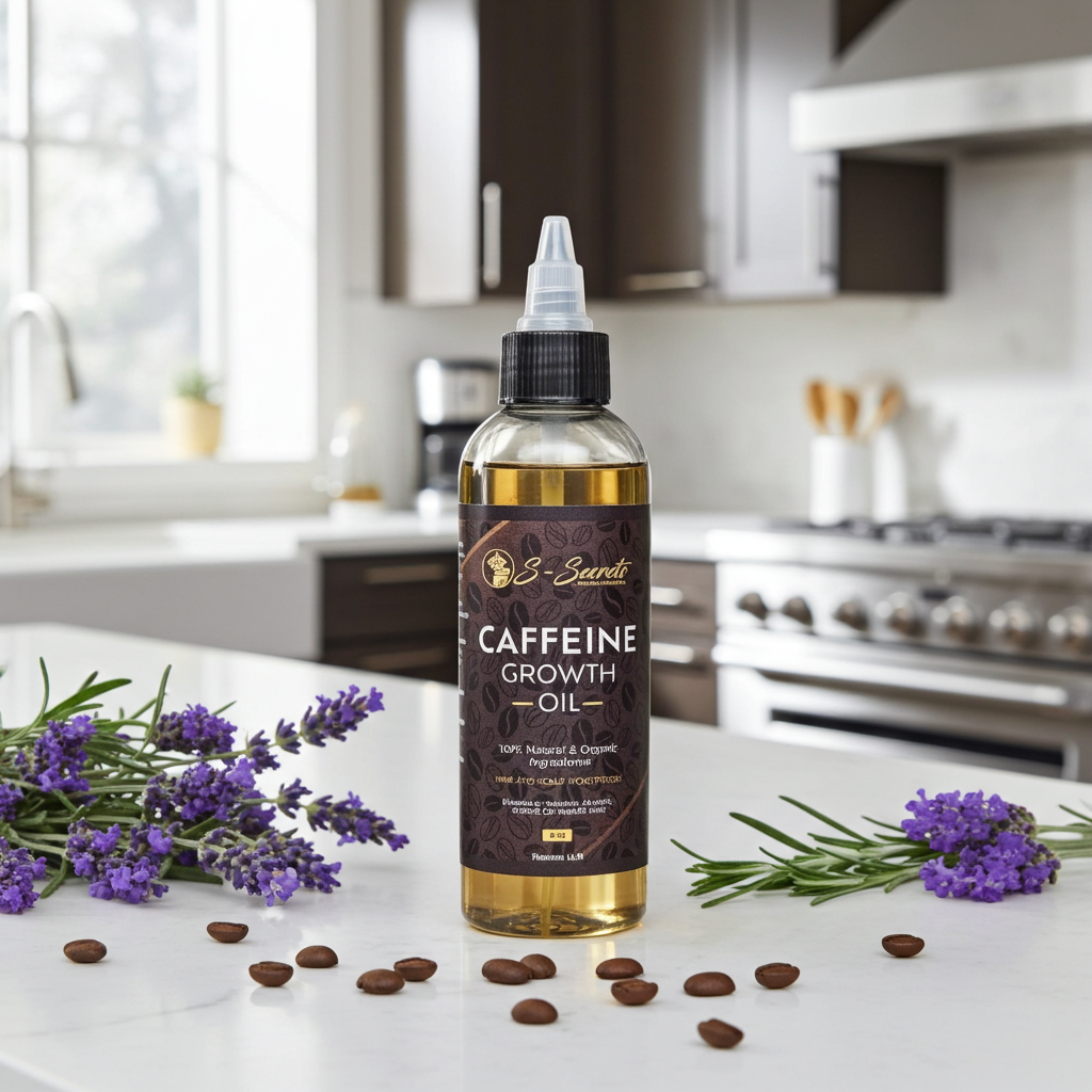 Caffeine Scalp Stimulator Hair Growth Oil 4oz, Herbs, Biotin, Essential oils For All Hair Types