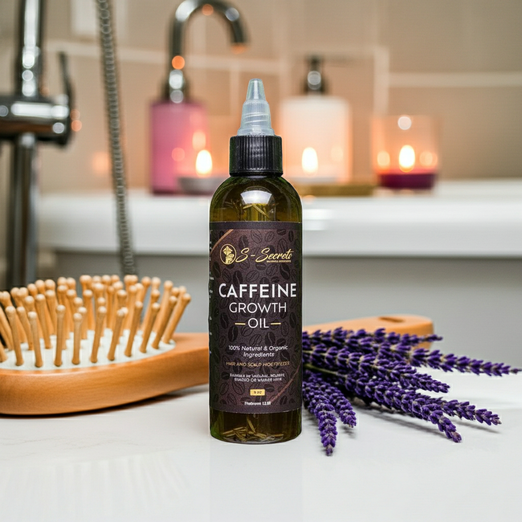 Caffeine Scalp Stimulator Hair Growth Oil 4oz, Herbs, Biotin, Essential oils For All Hair Types
