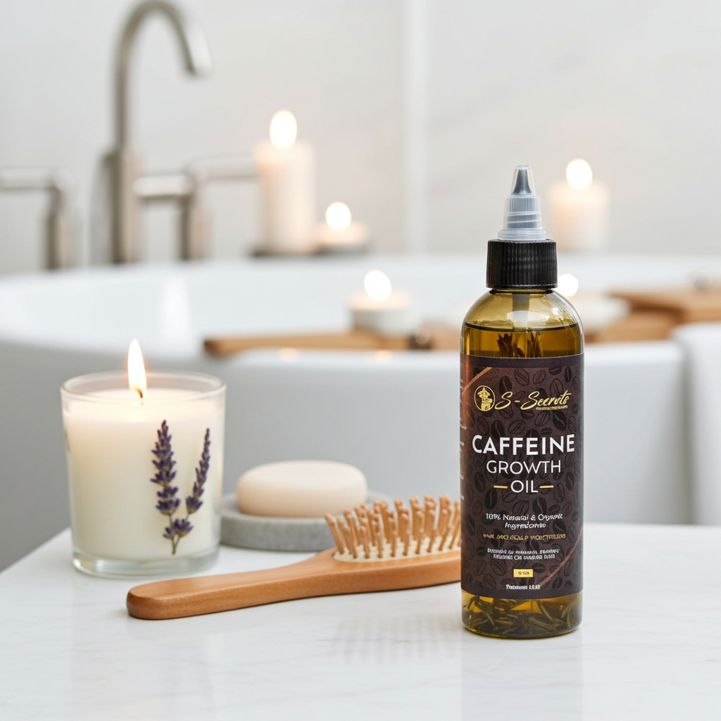 Caffeine Scalp Stimulator Hair Growth Oil 4oz, Herbs, Biotin, Essential oils For All Hair Types