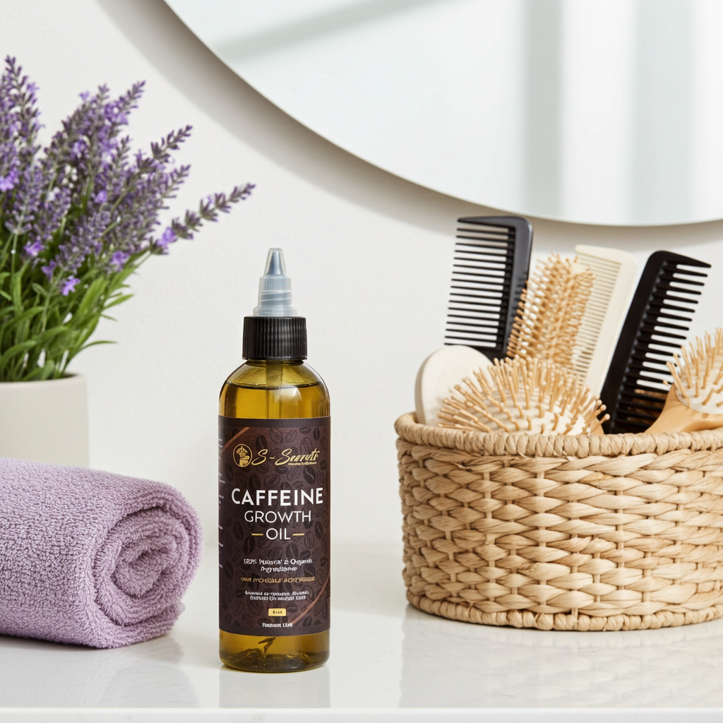 Caffeine Scalp Stimulator Hair Growth Oil 4oz, Herbs, Biotin, Essential oils For All Hair Types