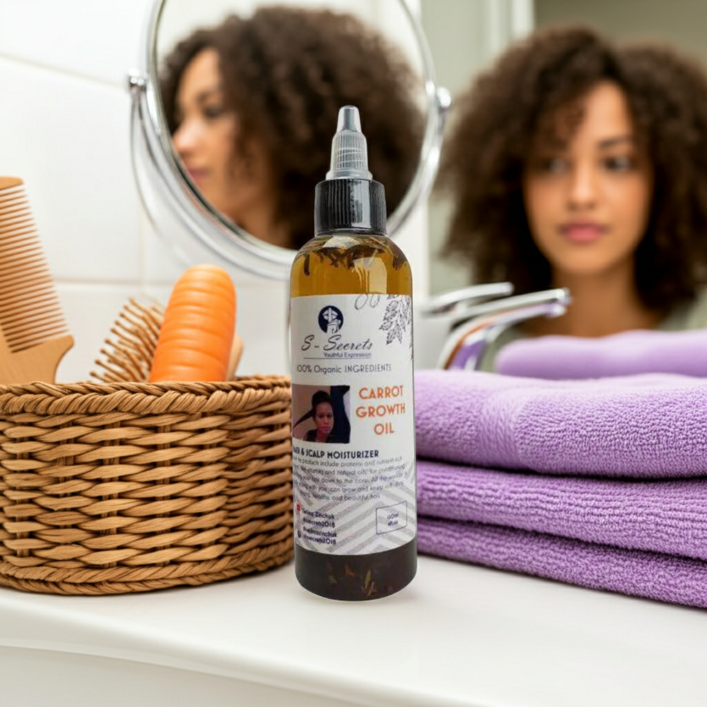 Carrot Scalp Stimulator Hair Growth Oil 2oz, Herbs, Biotin, Essential oils For All Hair Types