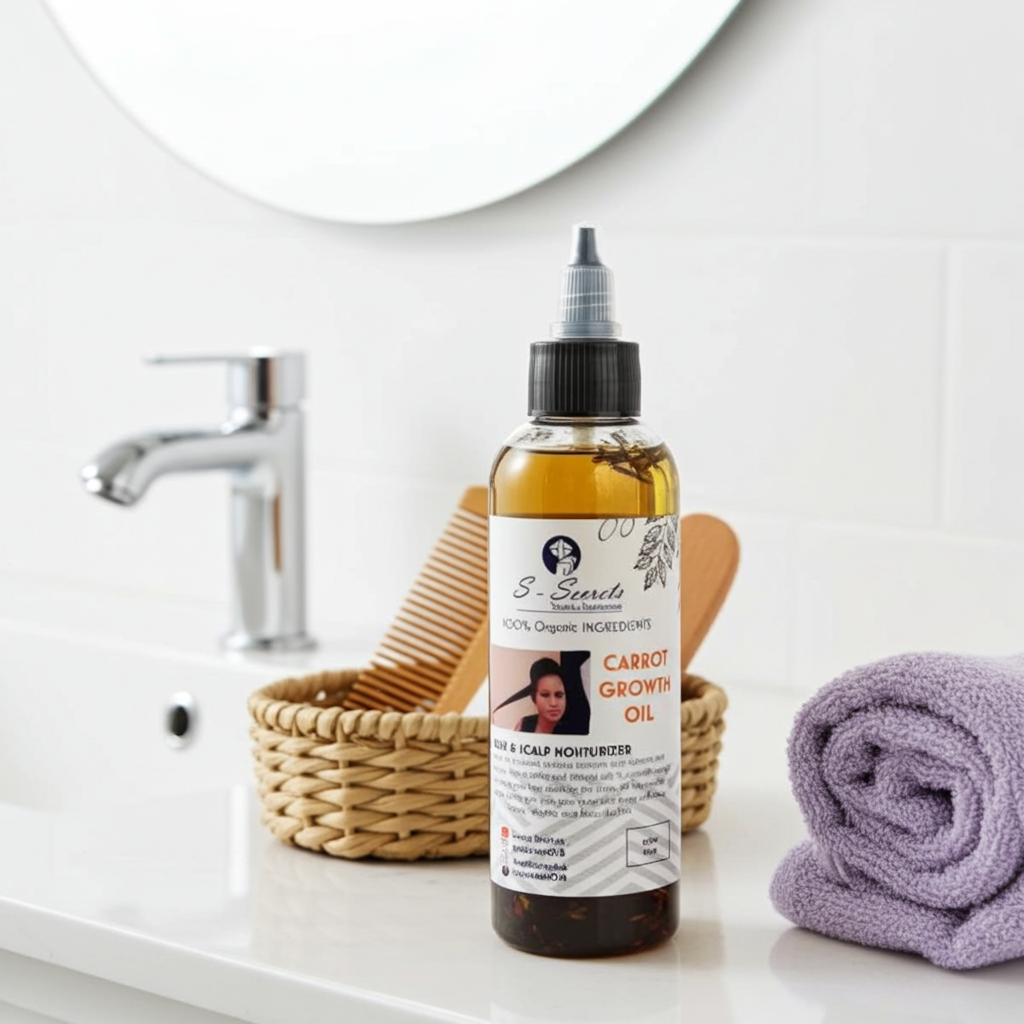 Carrot Scalp Stimulator Hair Growth Oil 2oz, Herbs, Biotin, Essential oils For All Hair Types