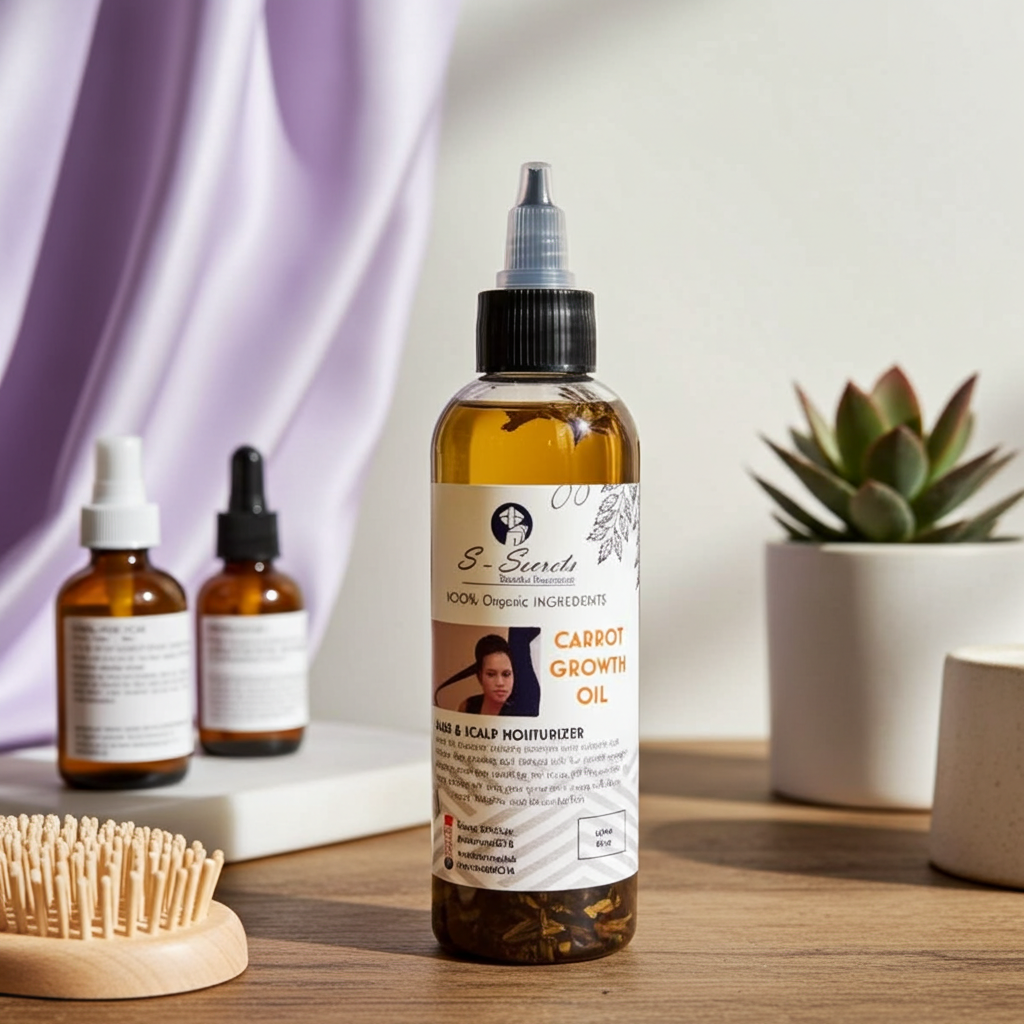 Carrot Scalp Stimulator Hair Growth Oil 2oz, Herbs, Biotin, Essential oils For All Hair Types