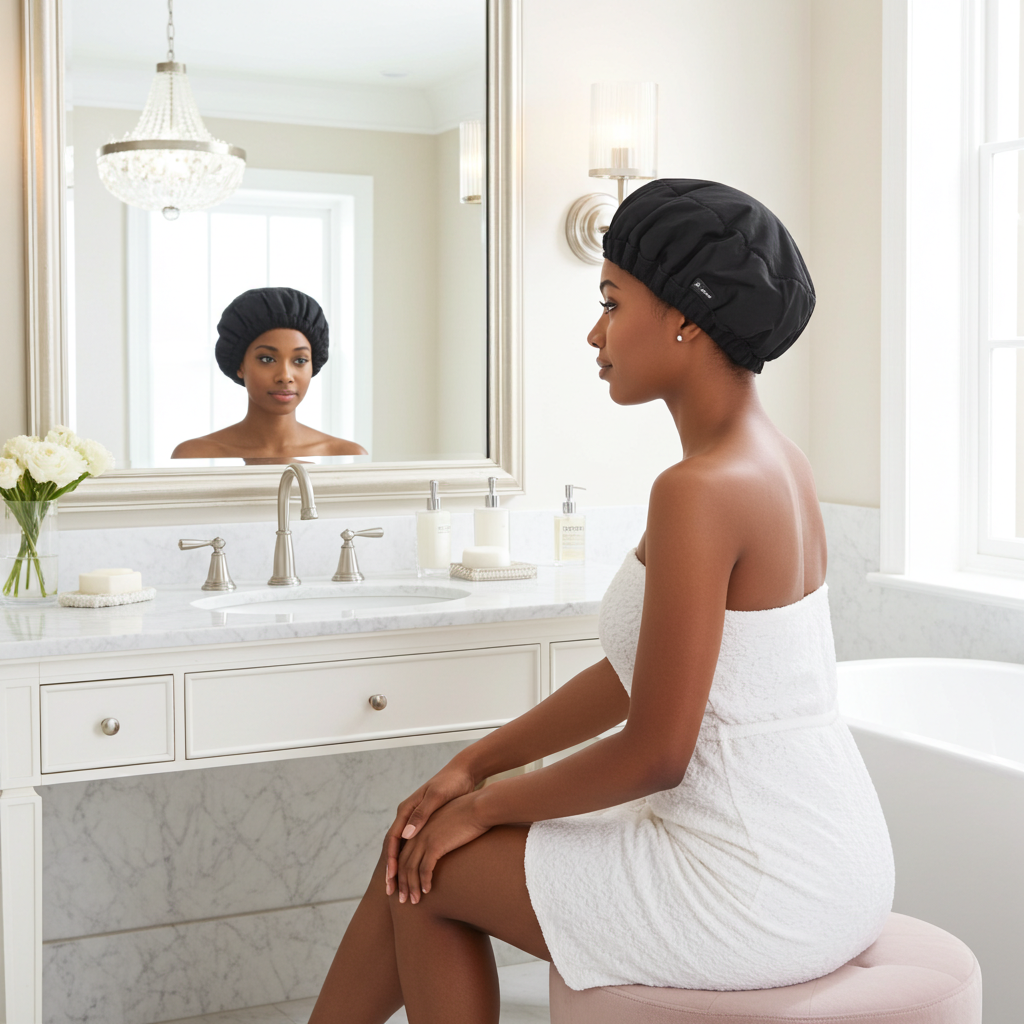 S-Secrets Flaxseed Deep Conditioning Heat/Steam Cap – Cordless, Microwave-Ready Spa Cap for Deep Moisture, Elasticity, and Healthy Hair Growth