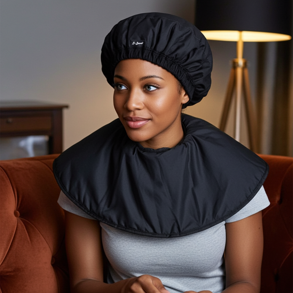 S-Secrets Flaxseed Deep Conditioning Heat/Steam Cap – Cordless, Microwave-Ready Spa Cap for Deep Moisture, Elasticity, and Healthy Hair Growth