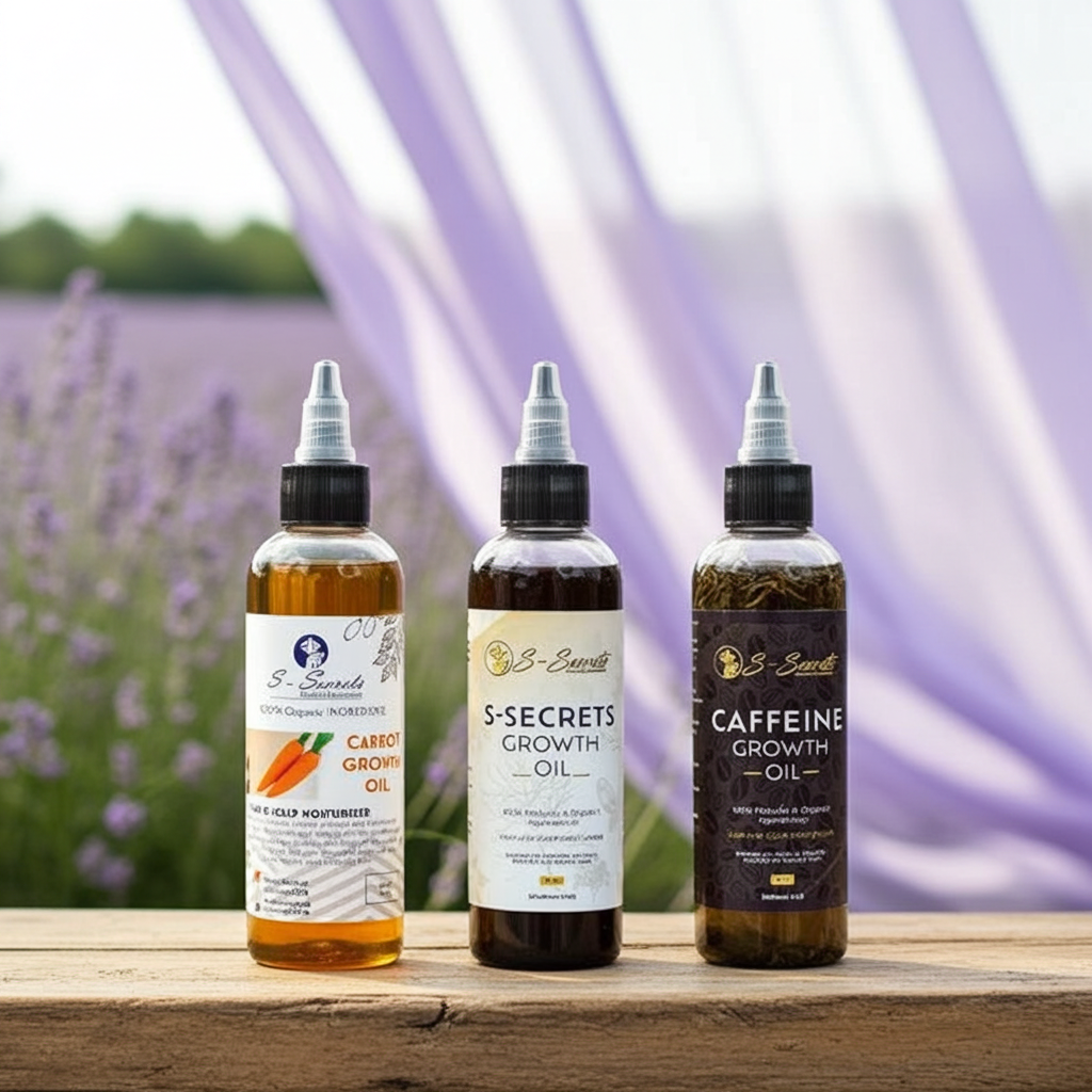 S-Secrets Ultimate Hair Growth Bundle - 3 Bottles x 4oz (12oz total) with Biotin, Ayuverdic Herbs, Essential oils, Saw Palmetto, Scalp Stimulator Oil