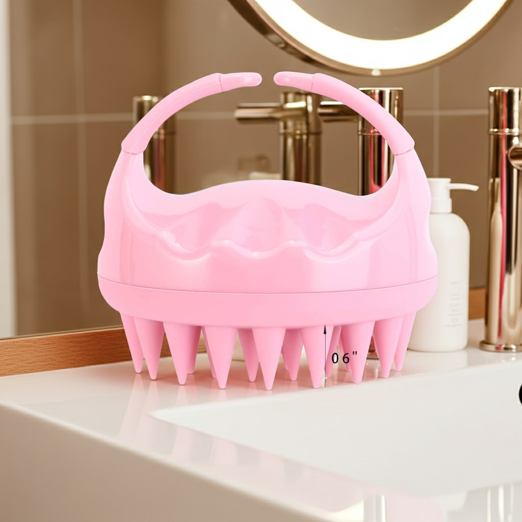 S-Secrets Scalp Massager Shampoo Brush with Soft Silicone Bristles for Hair Growth and Scalp Care, Shower Hair Brush Head Massager Scalp Scrubber Exfoliator for Dandruff, Men, Women Kids, Pink