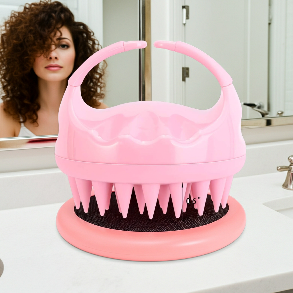 S-Secrets Scalp Massager Shampoo Brush with Soft Silicone Bristles for Hair Growth and Scalp Care, Shower Hair Brush Head Massager Scalp Scrubber Exfoliator for Dandruff, Men, Women Kids, Pink