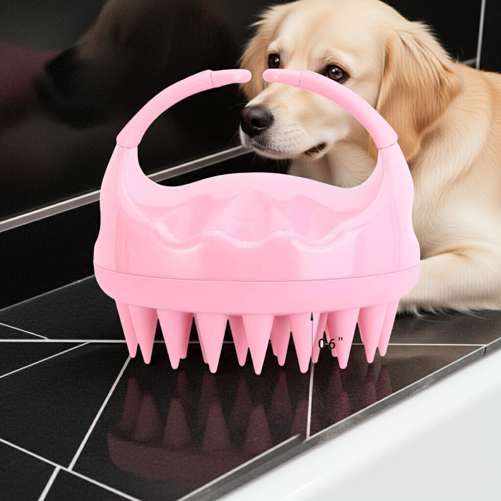 S-Secrets Scalp Massager Shampoo Brush with Soft Silicone Bristles for Hair Growth and Scalp Care, Shower Hair Brush Head Massager Scalp Scrubber Exfoliator for Dandruff, Men, Women Kids, Pink