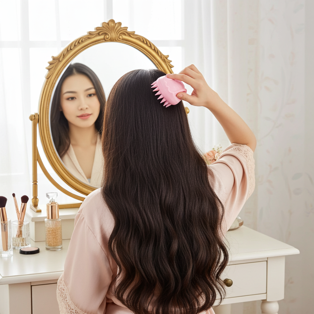 S-Secrets Scalp Massager Shampoo Brush with Soft Silicone Bristles for Hair Growth and Scalp Care, Shower Hair Brush Head Massager Scalp Scrubber Exfoliator for Dandruff, Men, Women Kids, Pink