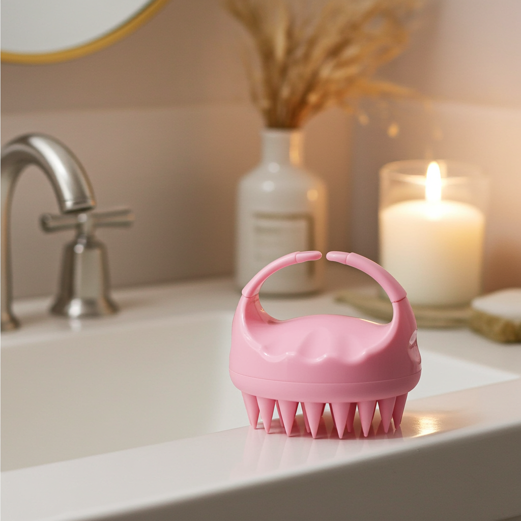 S-Secrets Scalp Massager Shampoo Brush with Soft Silicone Bristles for Hair Growth and Scalp Care, Shower Hair Brush Head Massager Scalp Scrubber Exfoliator for Dandruff, Men, Women Kids, Pink