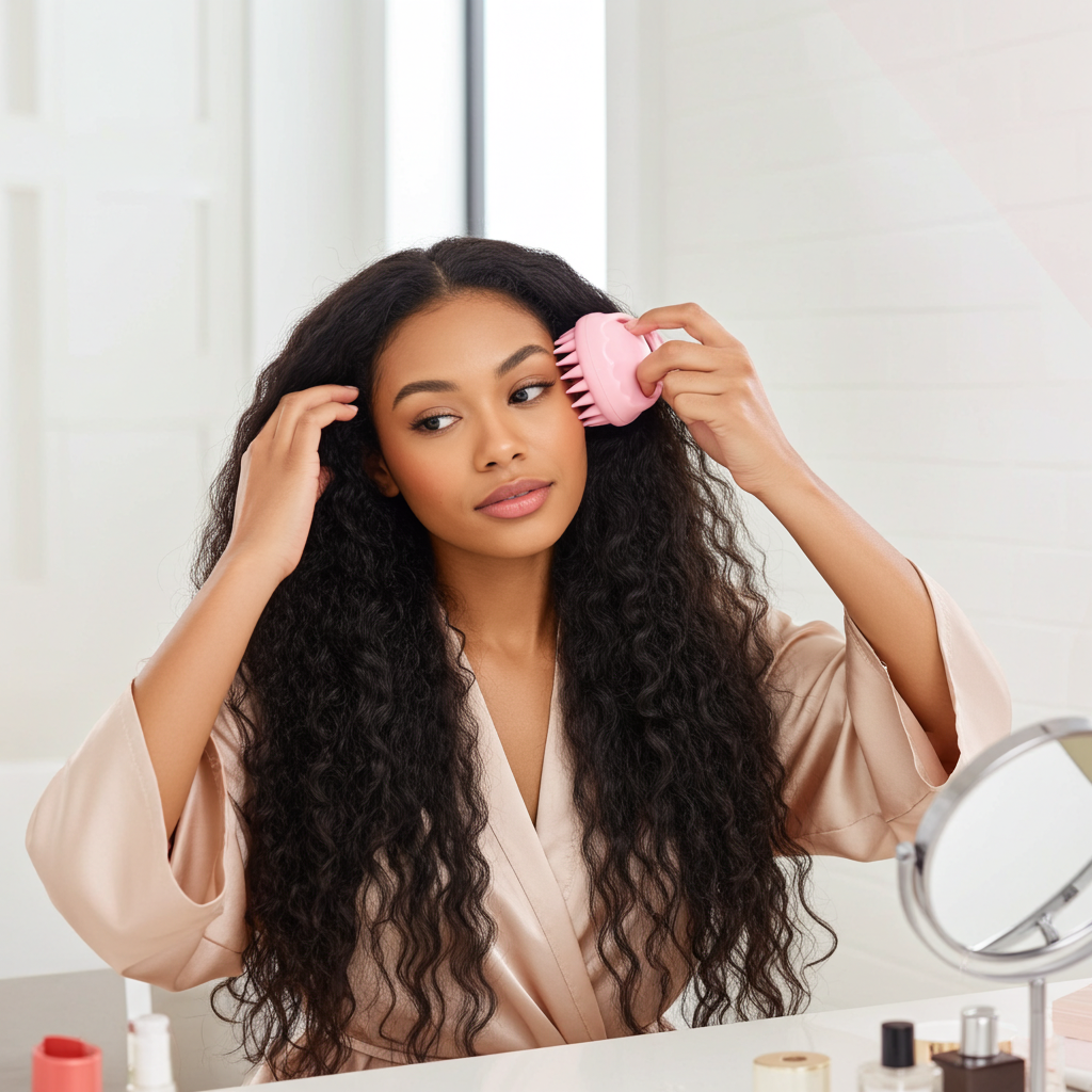 S-Secrets Scalp Massager Shampoo Brush with Soft Silicone Bristles for Hair Growth and Scalp Care, Shower Hair Brush Head Massager Scalp Scrubber Exfoliator for Dandruff, Men, Women Kids, Pink